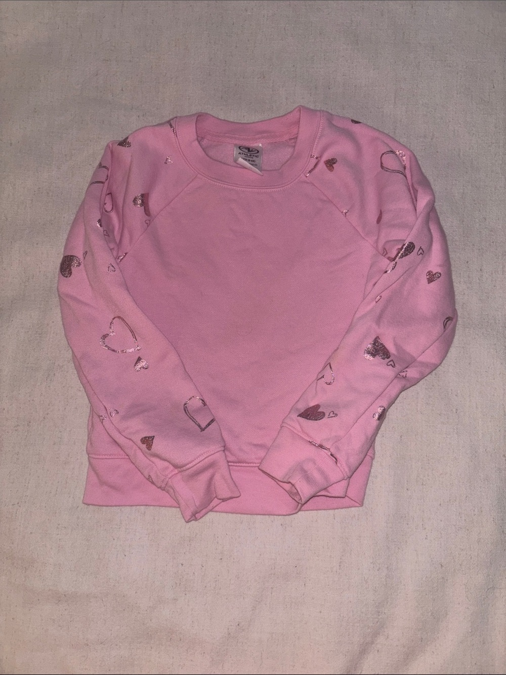 Athletic Works Pink Heart-Print Crewneck Sweatshirt